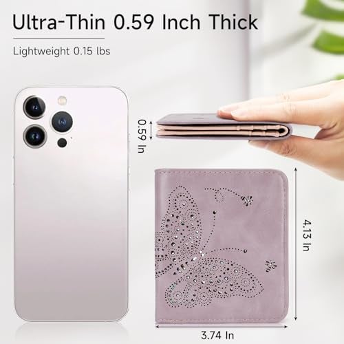 KITEVIUN Small RFID Wallet Women Ultra Thin Slim Womens Wallet Mini Compact Bifold Pocket Ladies Wallets for Women Purple - Image 2