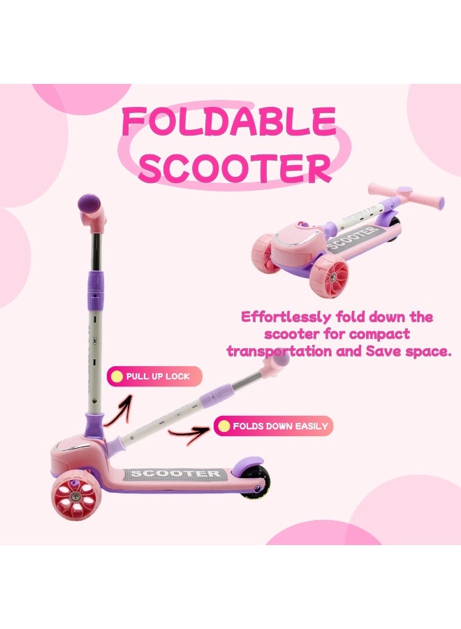 إيزي فيتشور سكوتر إيزي فيوتشر للأطفال بمقبض قابل للطي وتعديل الارتفاع وعجلات بولي يوريثان LED وفرامل خلفية وموسيقى سكوتر للأطفال من 3 إلى 8 سنوات بما في ذلك مجموعة معدات الحماية - Image 4