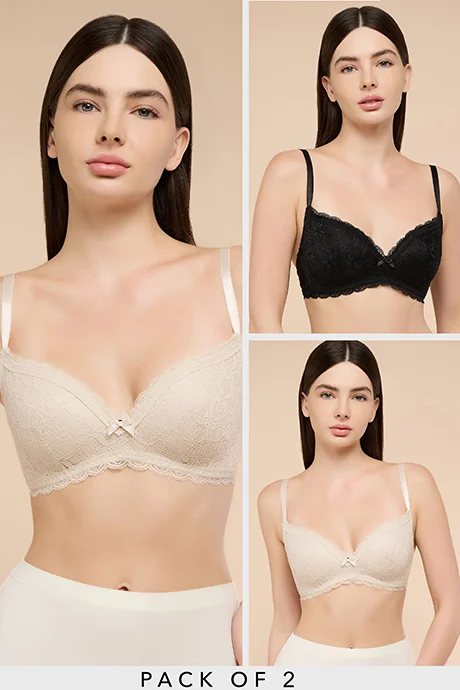 أر أند بي 2 Pack Laced Non Wired T-Shirt Bras