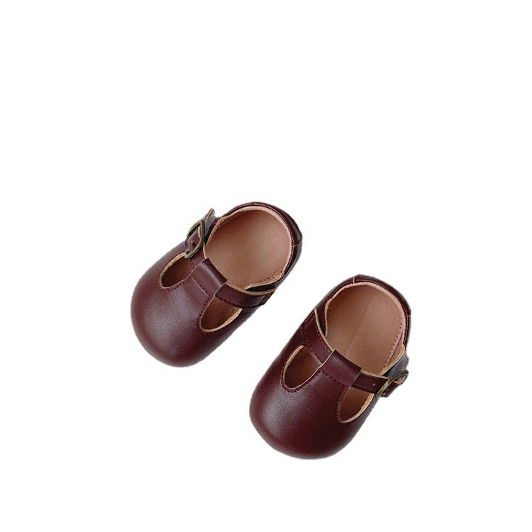 Ba Le Ding New Korean-Style Toddler Walking Shoes, Soft Sole, Non-Slip, Solid Color Baby Leather Shoes - Image 5