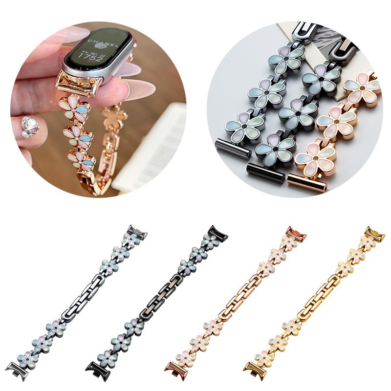 erorex For Xiaomi Smart Band 10 / 9 / 8 Sun Petal Metal Watch Band( Gold) - Image 2