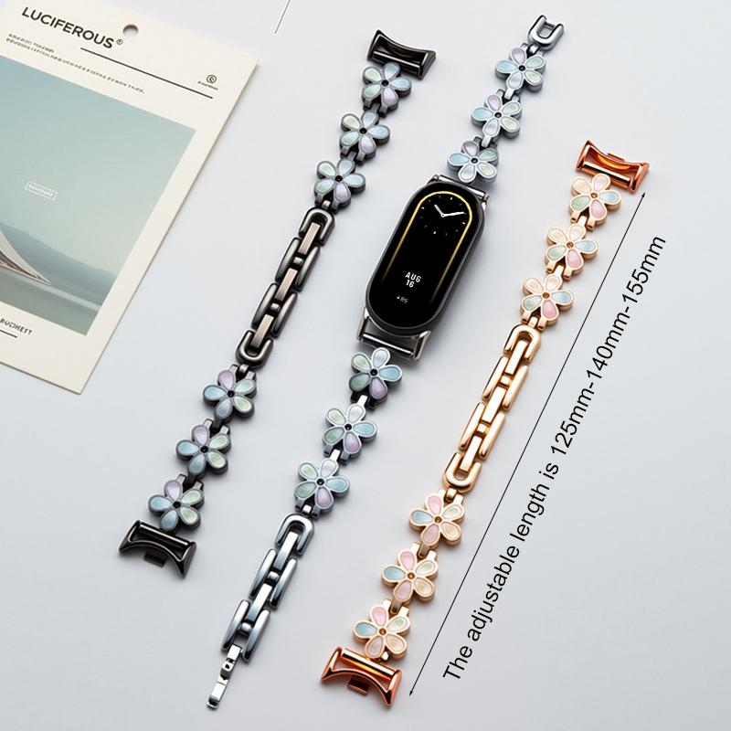 erorex For Xiaomi Smart Band 10 / 9 / 8 Sun Petal Metal Watch Band( Gold) - Image 3