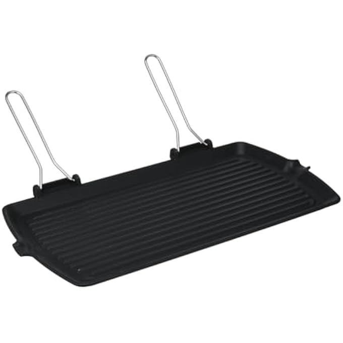 BS Cast Iron Grill Pan 28X50Cm  HeavyDuty Bbq Grill With Grooved Surface  Durable NonStick Coating  Wooden Handle  IndoorOutdoor Kitchen Accessory  Gas  Stove Compatible - Image 5