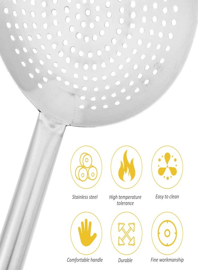 YARDWE Crawfish Scoop Stainless Steel Skimmer Spoon Slotted Strainer Ladle Fine Mesh Wire Oil Filter Mandarin Colander Scoop for Kitchen Cooking (26CM) Pasta Scoop - Image 3