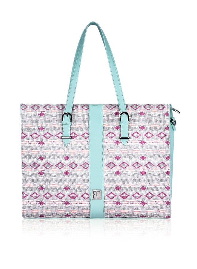 TEXAS Business Tote Bag | Premium Handcrafted Jute Shoulder Bag for Professionals & Office Essentials (Mint Blush) - Image 1
