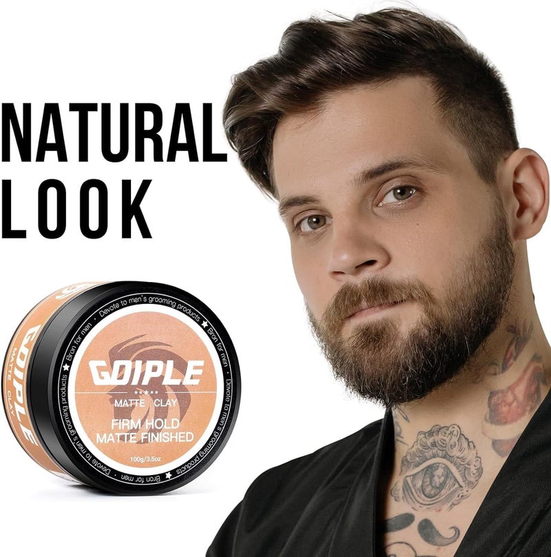 Goiple Hair Styling Clay, Matte Finish Hair Paste for Men, Water Based Matte Texture, Clay Pomade Ideal for All Men's Hair Types 100g (3.5oz) - Image 3