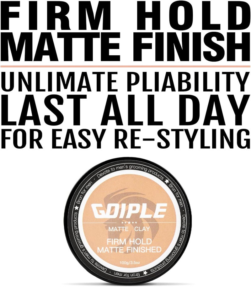 Goiple Hair Styling Clay, Matte Finish Hair Paste for Men, Water Based Matte Texture, Clay Pomade Ideal for All Men's Hair Types 100g (3.5oz) - Image 2