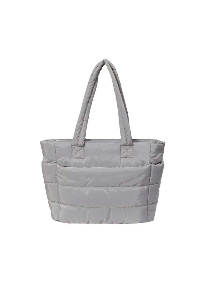 Women's Cotton Tote Bag, Lightweight Computer Bag, Work Clothing Large Capacity Travel Handbag, Shoulder Bag With Customized Logo-Color:grey-Size:44*16*28  - Image 1