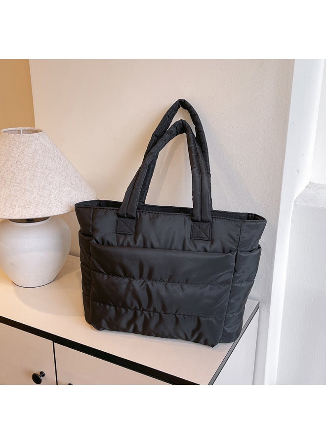 Women's Cotton Tote Bag, Lightweight Computer Bag, Work Clothing Large Capacity Travel Handbag, Shoulder Bag With Customized Logo-Color:grey-Size:44*16*28  - Image 2