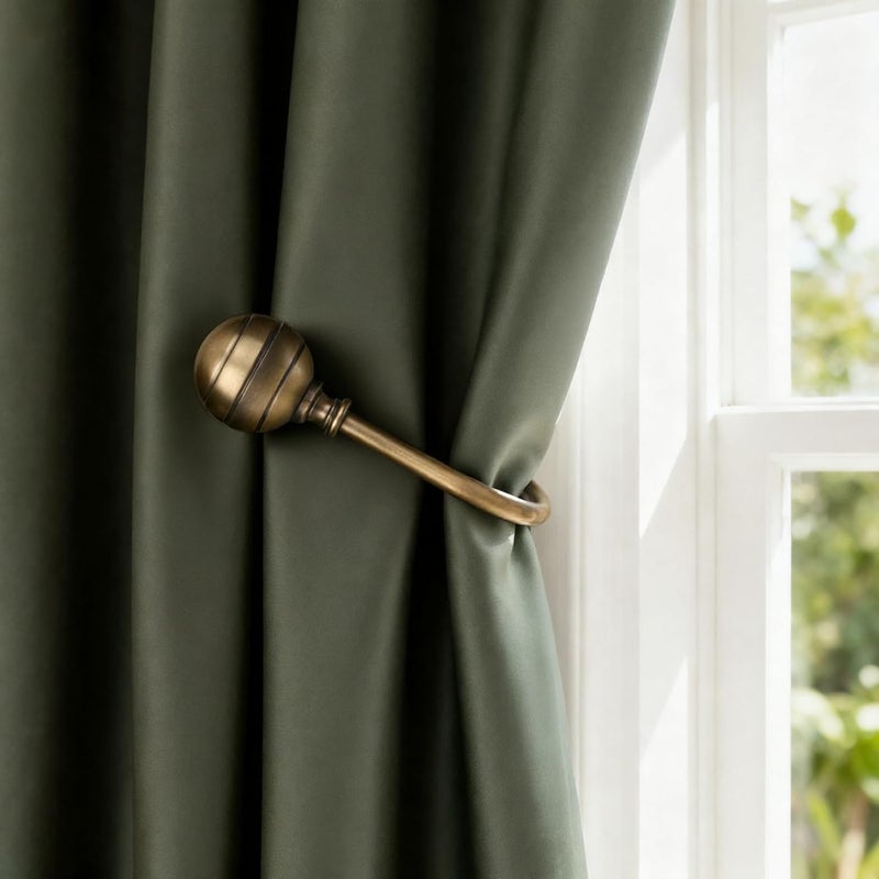 gobutend Large Curtain Holdbacks, 2pcs Curtains Holder Wall Mounted Drapery Tiebacks Retro Window Hook for Home Decor, Antique Brass - Image 4