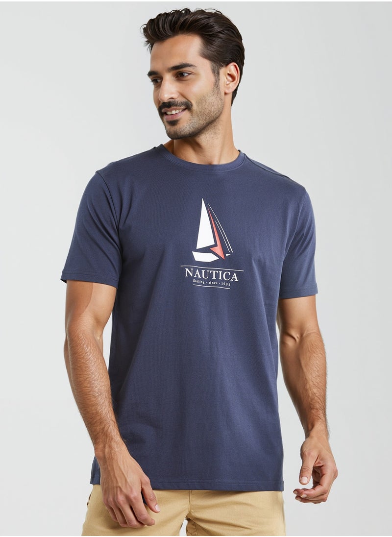 NAUTICA Graphic Regular Fit Premium Cotton Crew Neck T-shirt  - Image 1
