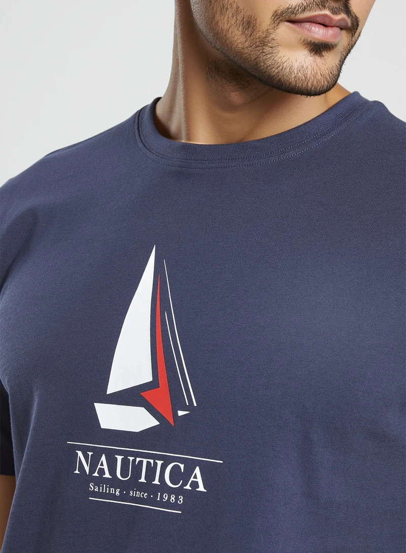 NAUTICA Graphic Regular Fit Premium Cotton Crew Neck T-shirt