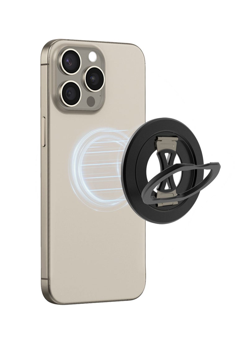 Ultra-Thin Aluminum Foldable Stand - 360° Rotating Magsafe Magnetic Phone Ring Holder, Compact and Versatile Mobile Accessory  - Image 1