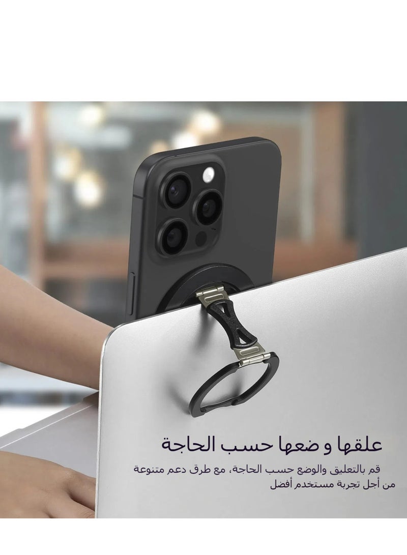 Ultra-Thin Aluminum Foldable Stand - 360° Rotating Magsafe Magnetic Phone Ring Holder, Compact and Versatile Mobile Accessory  - Image 2