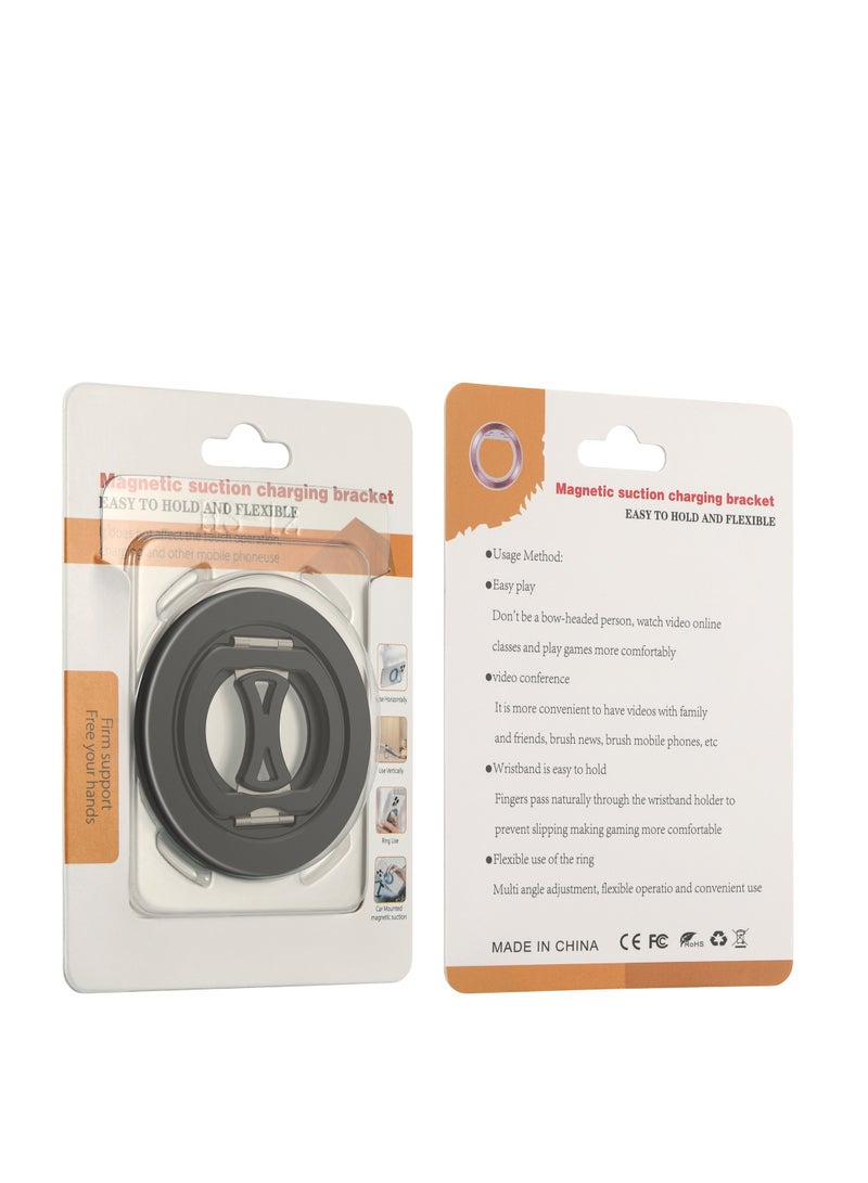 Ultra-Thin Aluminum Foldable Stand - 360° Rotating Magsafe Magnetic Phone Ring Holder, Compact and Versatile Mobile Accessory  - Image 4