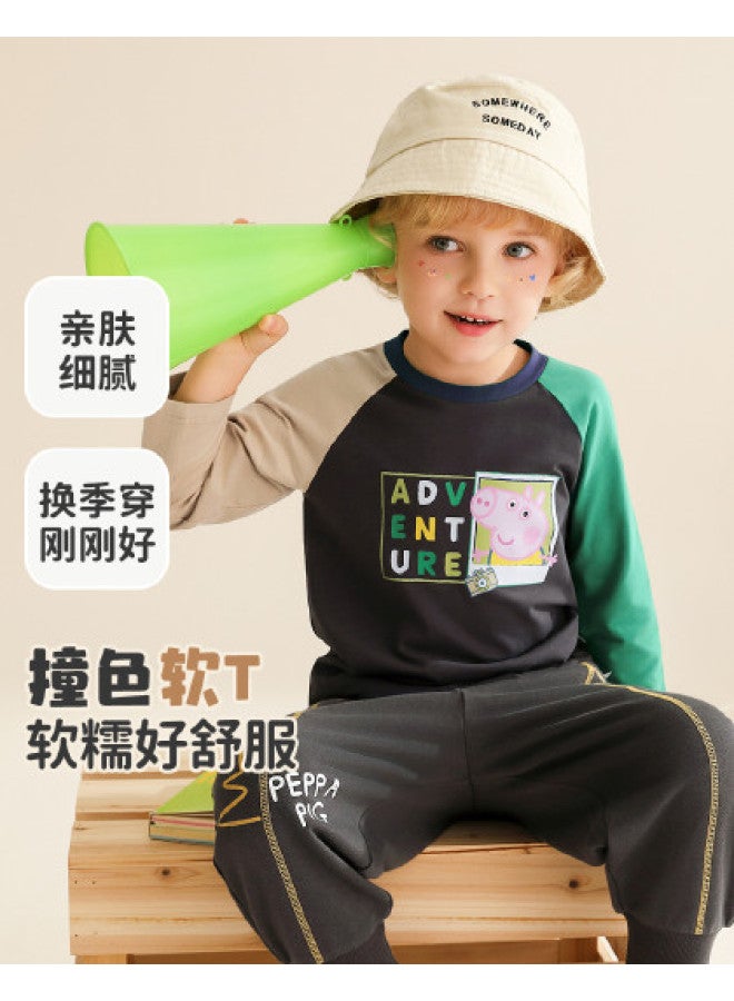 peppa Pig Spring Boys' Comfortable & Breathable Long Sleeve Tee Casual Baby T-shirt - Image 1