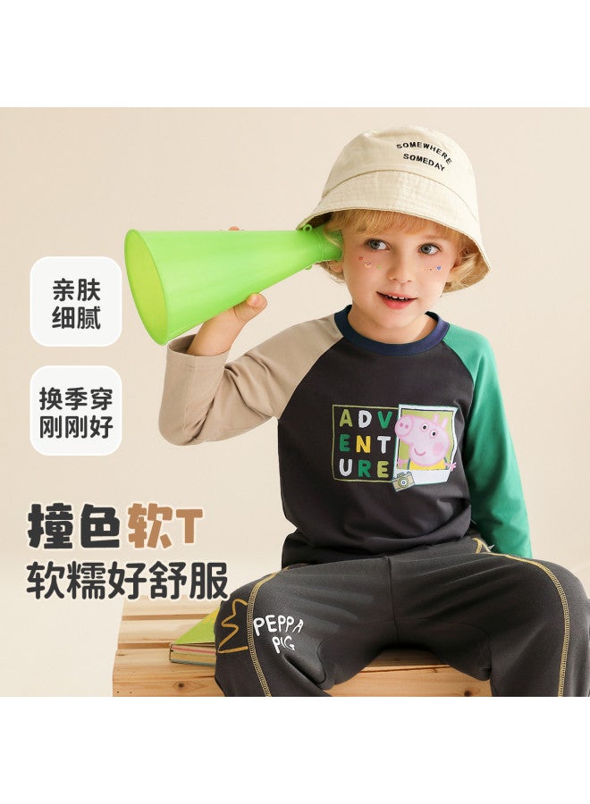 peppa Pig Spring Boys' Comfortable & Breathable Long Sleeve Tee Casual Baby T-shirt - Image 2