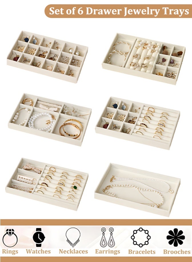 YIM-VIBEHAUS 6 Stackable Accessories Organizer Trays, Jewelry and Accessories Organizers, Drawer Accessory Holder Set for Earring, Ring, Chain, Necklace Display Organizers - Image 1