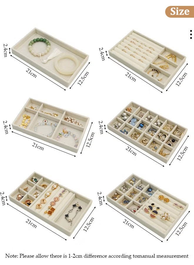 YIM-VIBEHAUS 6 Stackable Accessories Organizer Trays, Jewelry and Accessories Organizers, Drawer Accessory Holder Set for Earring, Ring, Chain, Necklace Display Organizers - Image 2