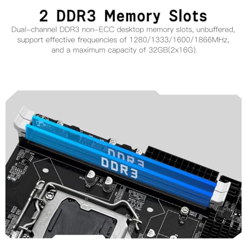 MACHINIST H61 LGA 1155 (Intel 2th/3th Gen) Gaming Motherboard, Flex-ATX Computer Motherboards Support PCIe 2.0, 100M LAN, DDR3, SATA M.2 for Intel i3,i5,i7/Xeon E3 V2/Pentium - Image 3