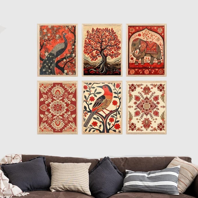 LIVING ROOM HOME DECOR FRAMED ART PRINTS SET 6 PIECES VARIOUS DESIGNS PAINTINGS ART5 10 X13 INCH 10 INCH X 13 INCH ART FRAME E