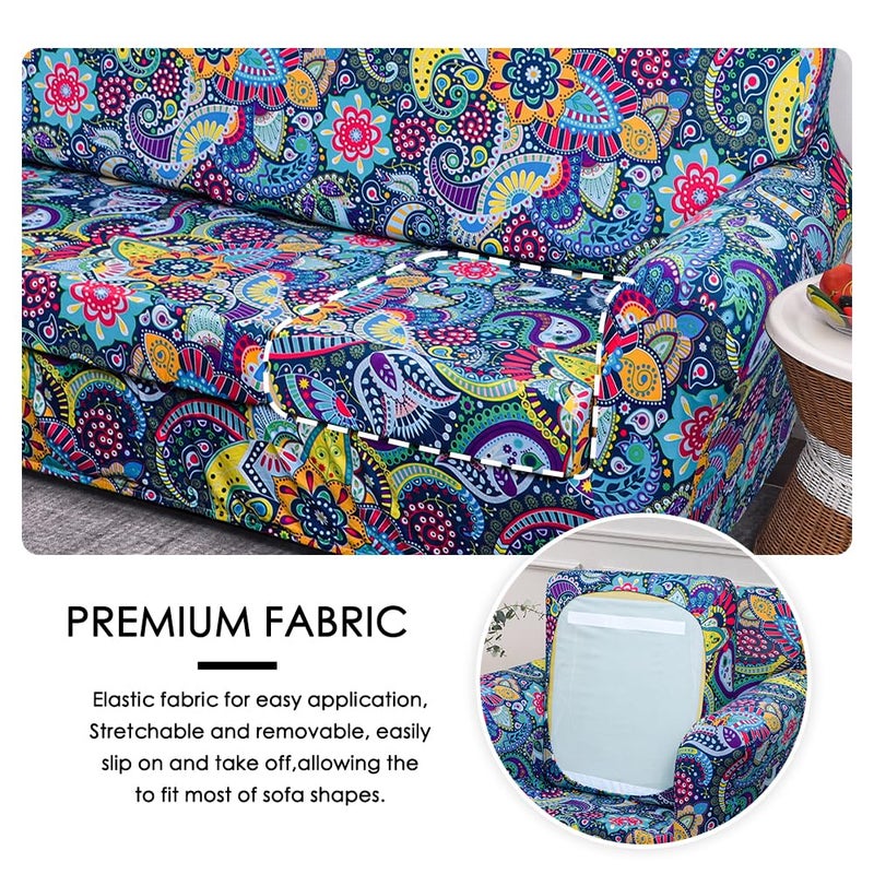 FORCHEER Armchair Slipcovers 2 Piece Printed Sofa Couch Covers with 1 Separate Cushion Couch Covers Washable Bohemia Style Sofa Slipcover with Elastic Bottom for Living Room (Armchair, Styles 1) - Image 4
