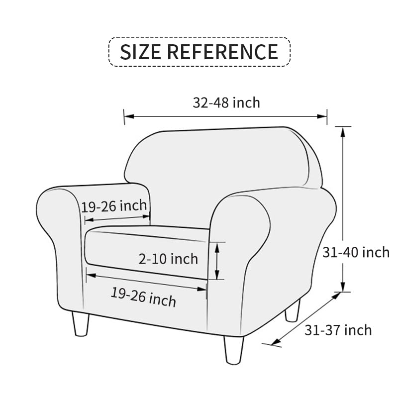 FORCHEER Armchair Slipcovers 2 Piece Printed Sofa Couch Covers with 1 Separate Cushion Couch Covers Washable Bohemia Style Sofa Slipcover with Elastic Bottom for Living Room (Armchair, Styles 1) - Image 3
