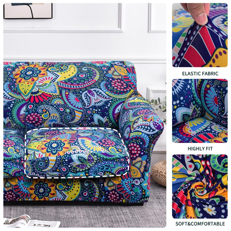 FORCHEER Armchair Slipcovers 2 Piece Printed Sofa Couch Covers with 1 Separate Cushion Couch Covers Washable Bohemia Style Sofa Slipcover with Elastic Bottom for Living Room (Armchair, Styles 1) - Image 5