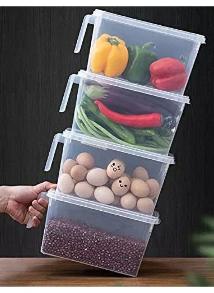 ALMUFARREJ 4-Piece Fridge Plastic Food Storage Containers With Lids Clear 31x15x16cm  - Image 4