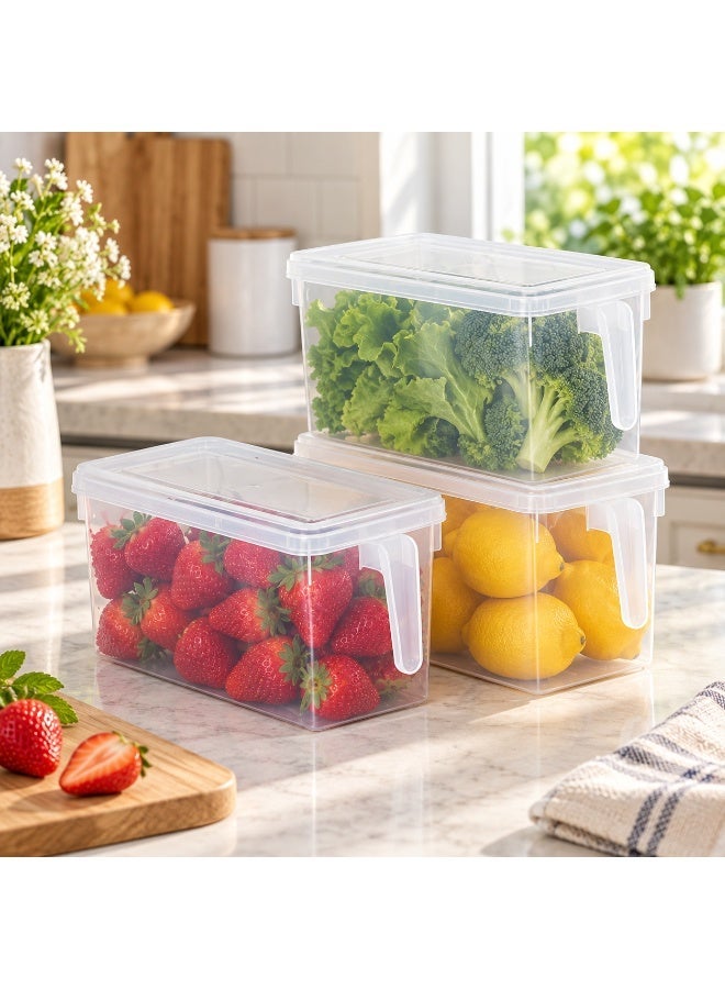 ALMUFARREJ 3-Piece Refrigerator Storage Container Set with Secure Lids – Clear Stackable Food Storage Boxes for Organizing Fruits, Vegetables, Fridge and Kitchen - Image 5