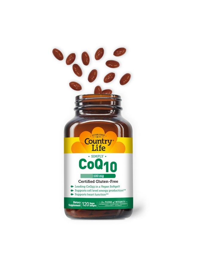 Country Life Simply Coq10 Supports Heart Function 100Mg 120 Softgels Certified Gluten Free Certified Vegan  - Image 4