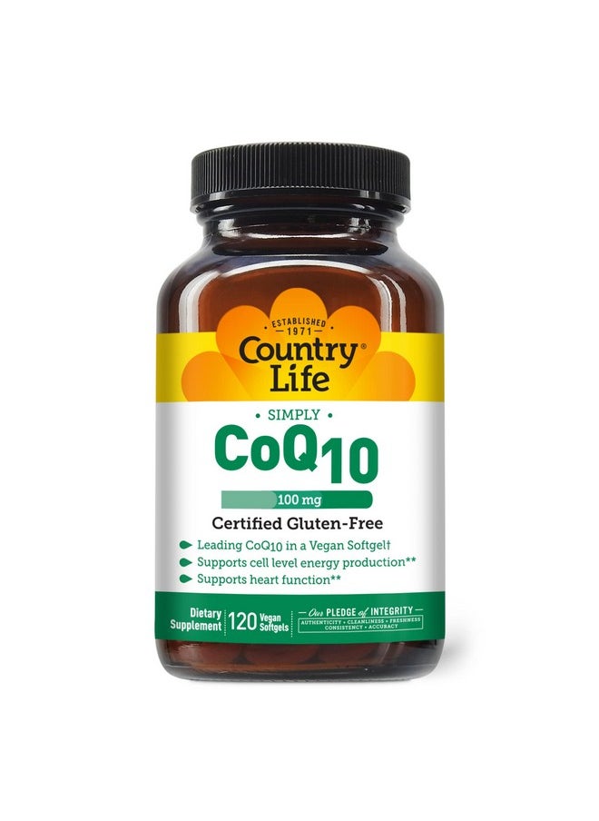 Country Life Simply Coq10 Supports Heart Function 100Mg 120 Softgels Certified Gluten Free Certified Vegan  - Image 2