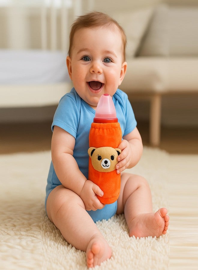 Alya New Born Baby Nursing Feeding Bottle Cover with Soft Stretchable Velvet Attractive Cartoon Design for Toddlers Infants I Baby Milk Feeder Bottle Cover 150 ML-200 ML (Orange) - Image 3