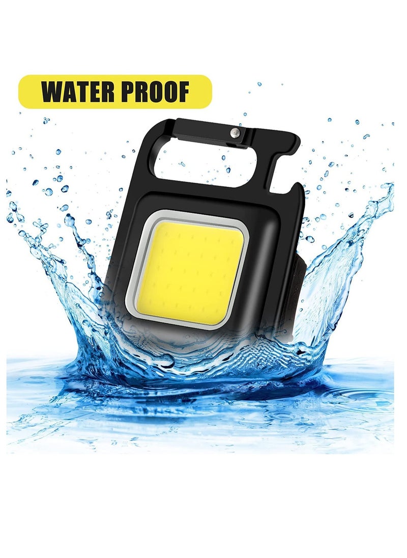 ELTRAZONE - Mini COB Keychain Light - Rechargeable Small LED Flashlight, 800 Lumen Portable 4 Light Modes Pocket with Folding Bracket Bottle Opener & Magnet Base - Image 1