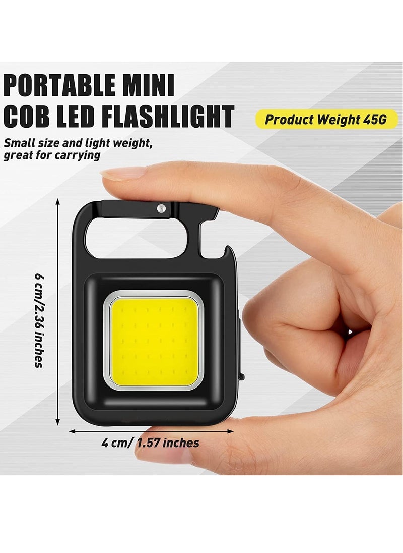 ELTRAZONE - Mini COB Keychain Light - Rechargeable Small LED Flashlight, 800 Lumen Portable 4 Light Modes Pocket with Folding Bracket Bottle Opener & Magnet Base - Image 1