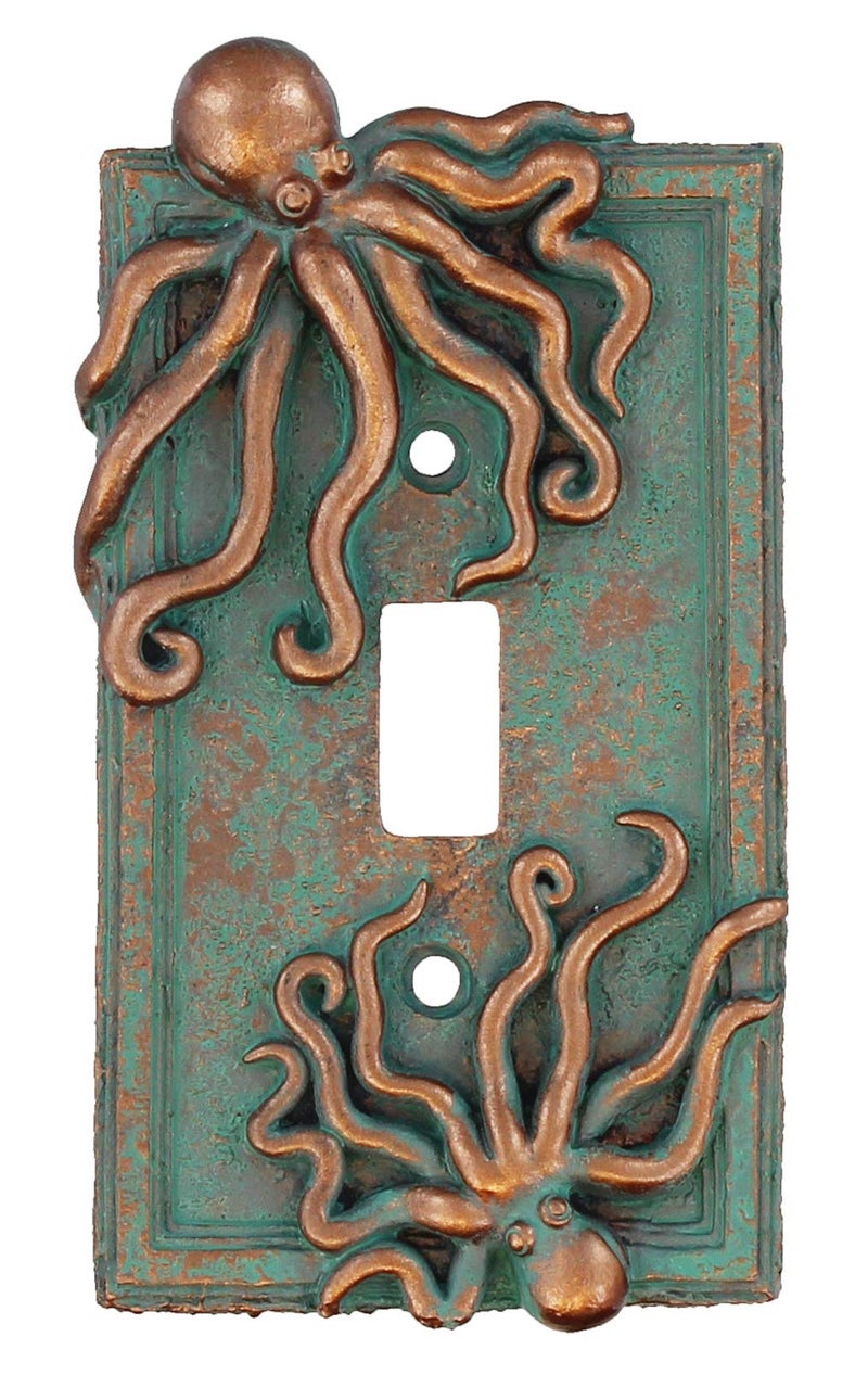 Top Brass Large Octopus/Kraken Electrical Cover Wall Plate Bronze/Verdigris Finish Style 2 - Single Switch, Double, Rocker, Outlet (Single Switch) - Image 5