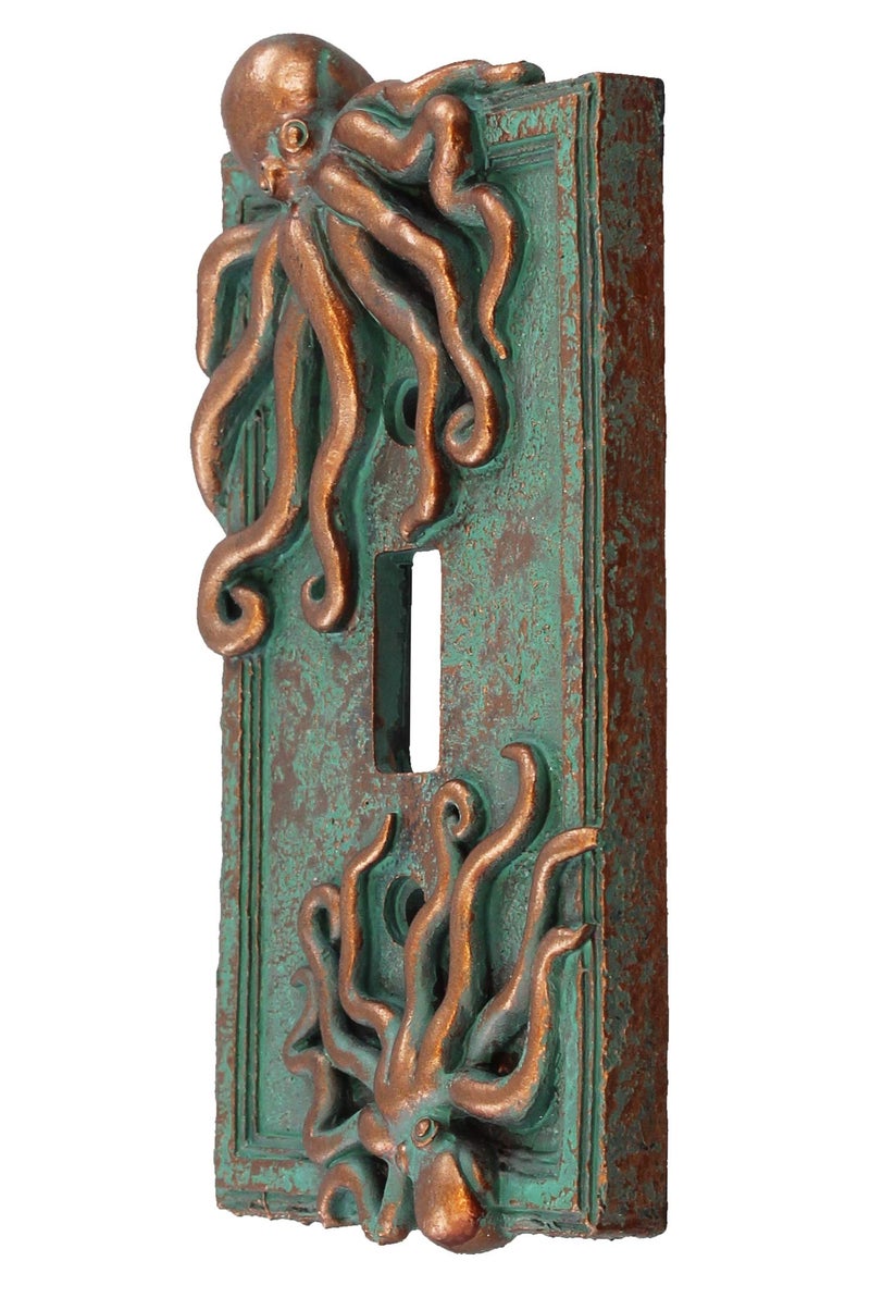 Top Brass Large Octopus/Kraken Electrical Cover Wall Plate Bronze/Verdigris Finish Style 2 - Single Switch, Double, Rocker, Outlet (Single Switch) - Image 2