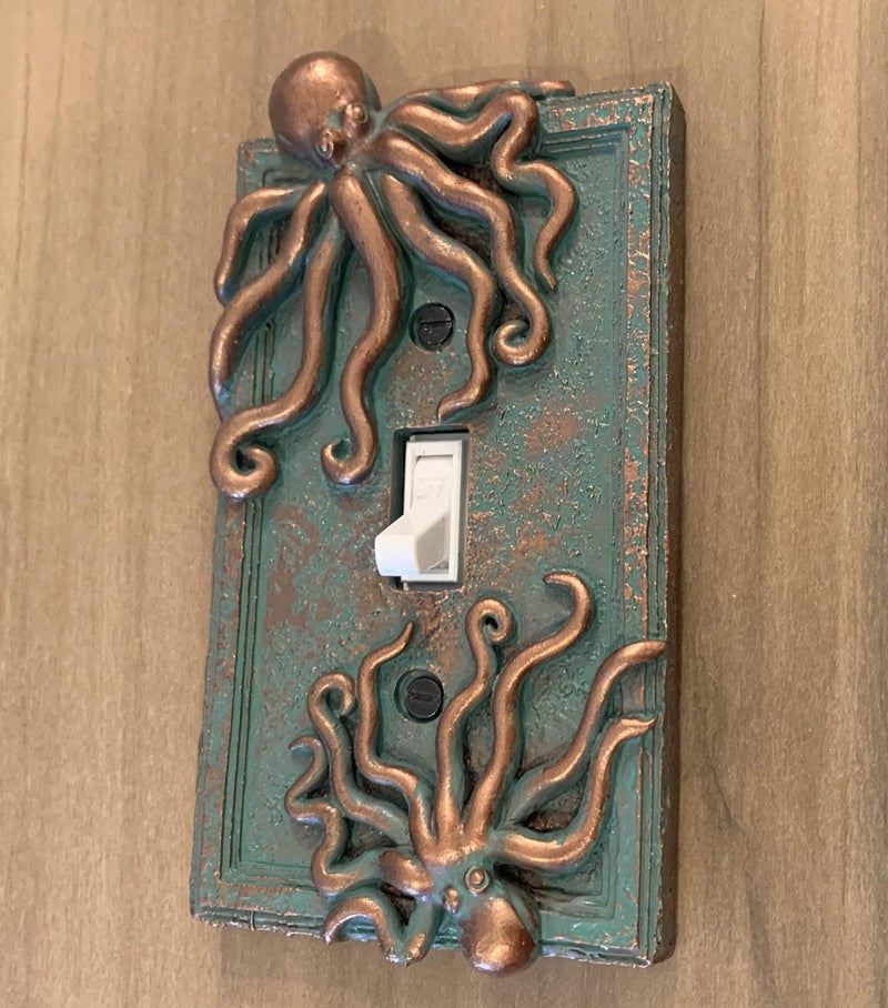 Top Brass Large Octopus/Kraken Electrical Cover Wall Plate Bronze/Verdigris Finish Style 2 - Single Switch, Double, Rocker, Outlet (Single Switch) - Image 3