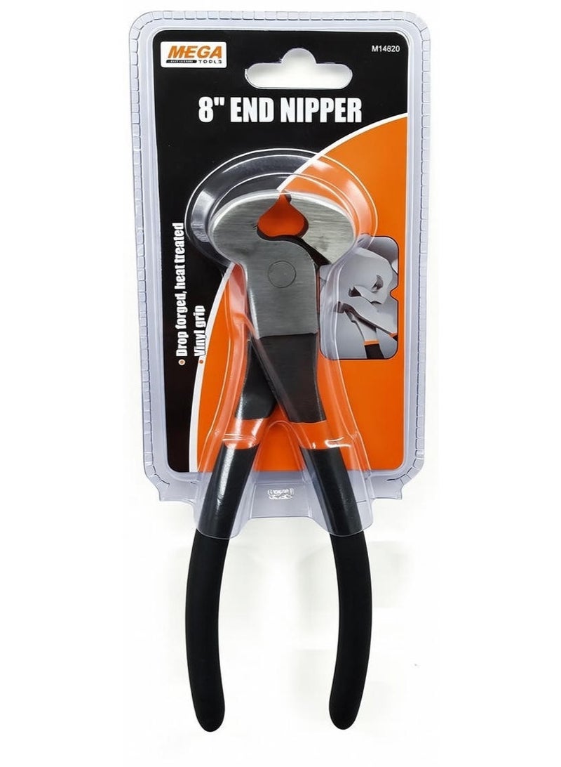 ميجا تولز كماشة طرفية سوداء وفضية مقاس 8 بوصات