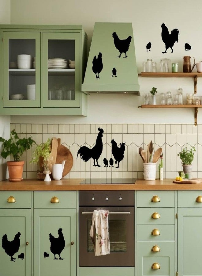 SUPERDANT Chicken Wall Decor Poultry Silhouette Wall Sticker Rooster and Hen Cockerel Decal Animals Art Mural Black Adhesive Mural Wallpaper for Kitchen Farmhouse Kid's Room Decor - Image 4