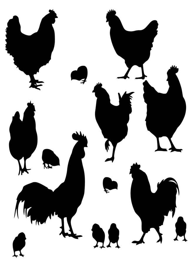 SUPERDANT Chicken Wall Decor Poultry Silhouette Wall Sticker Rooster and Hen Cockerel Decal Animals Art Mural Black Adhesive Mural Wallpaper for Kitchen Farmhouse Kid's Room Decor - Image 3