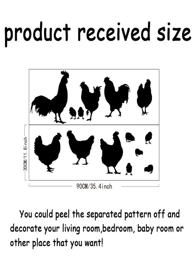 SUPERDANT Chicken Wall Decor Poultry Silhouette Wall Sticker Rooster and Hen Cockerel Decal Animals Art Mural Black Adhesive Mural Wallpaper for Kitchen Farmhouse Kid's Room Decor - Image 2