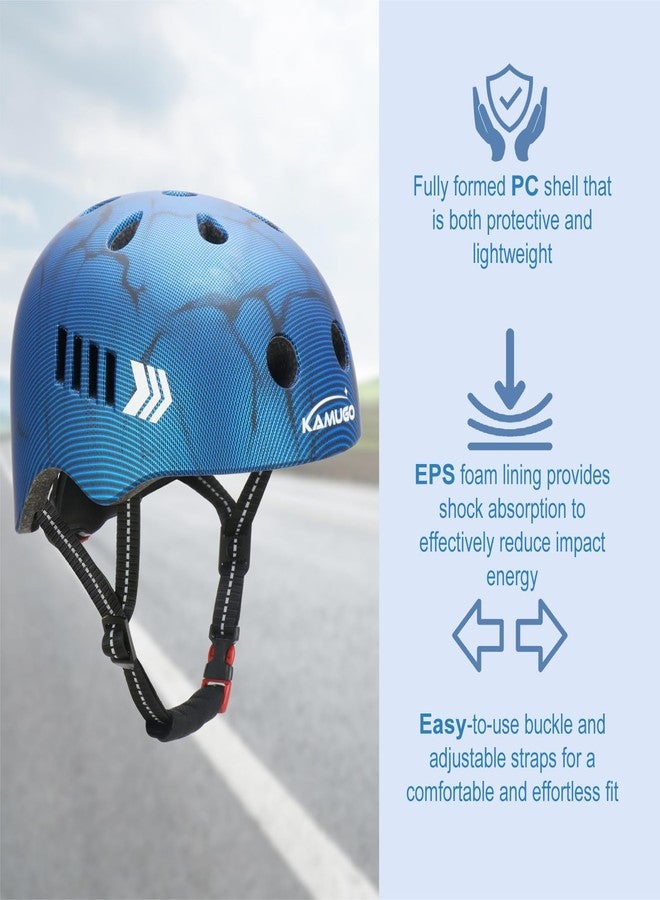 KAMUGO Kids Bike Helmet, Toddler Helmet for Ages 2-8 Boys Girls with Sports Protective Gear Set Knee Elbow Wrist Pads for Skateboard Cycling Scooter(Blue) - Image 3