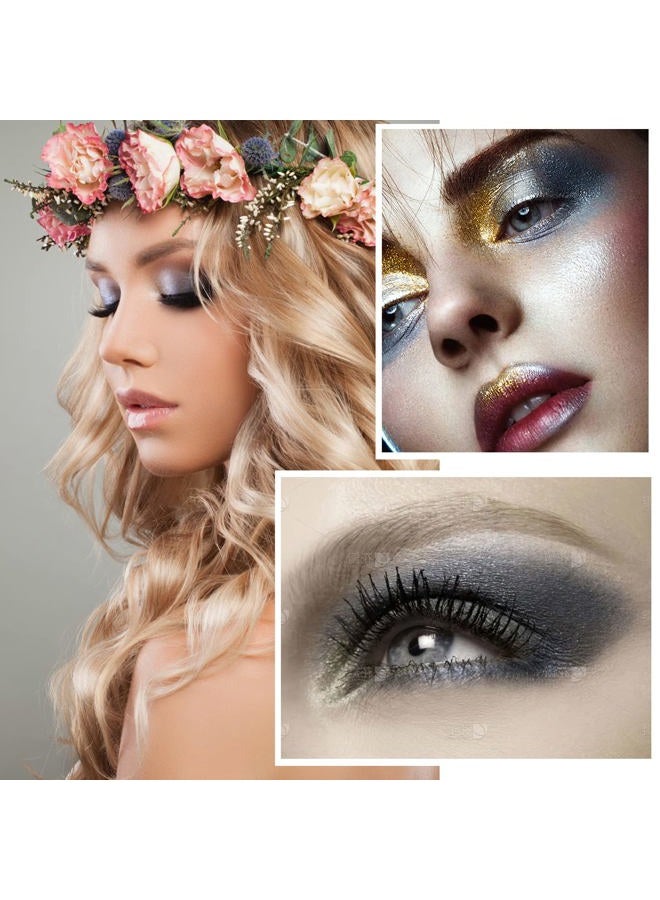 LZYLLS Black Smoky Eyeshadow Palette - Silver Shimmer, Grey, Gold, Brown - 9 Colors - Glitter & Matte Finish - Long Lasting, Waterproof - Pearl Eye Shadow Palette - Includes Eyeshadow Brush - Image 2