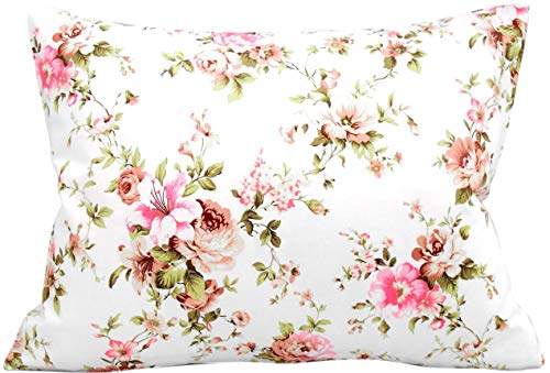 Toddler Pillow Cases 13 x 18 Cotton  Flower Pink Toddler Pillowcase Girl Rose Girly Pillow Case Small Travel Pillow Case Flowers  Pink Beige Roses
