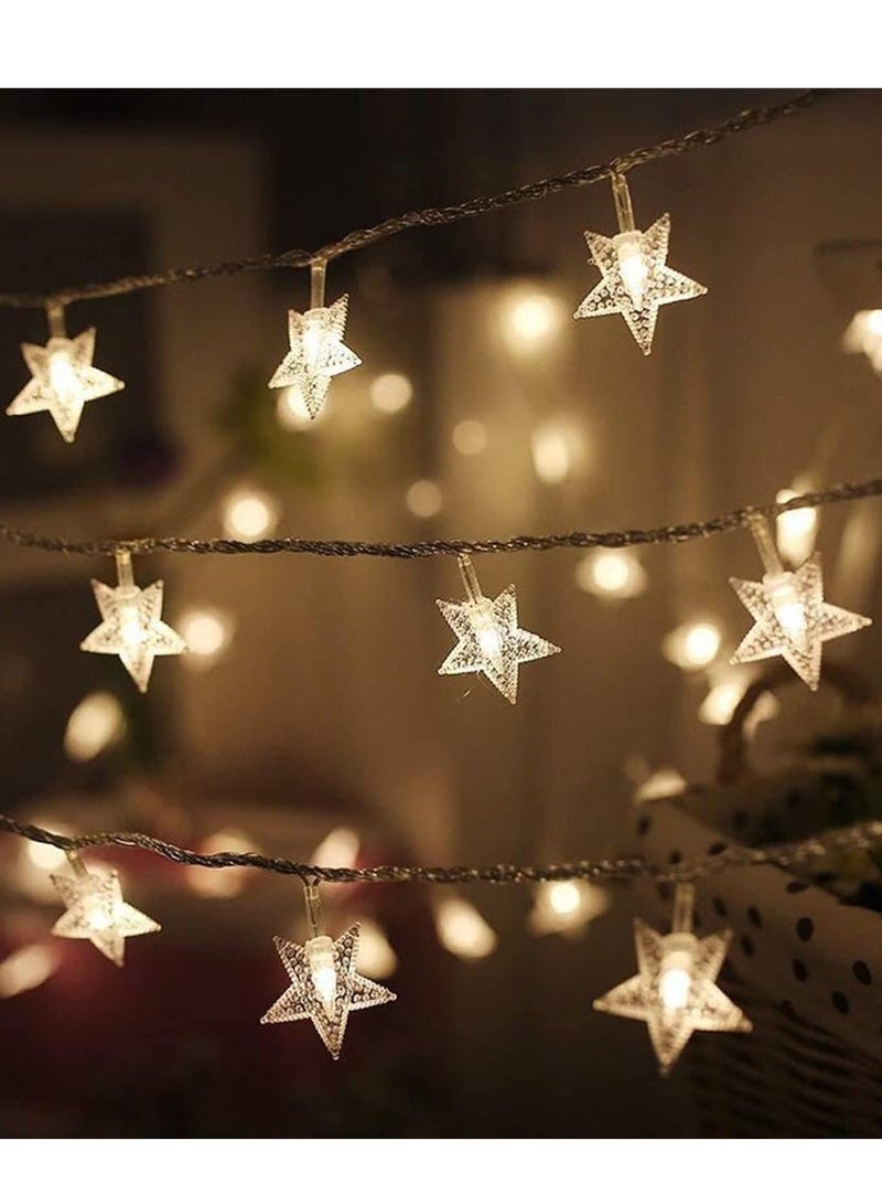 80 LED Star String Lights, 10m USB Waterproof Decoration , with 8 Modes Timing Remote Control for Indoor Outdoor Bedroom, Warm White  - Image 1