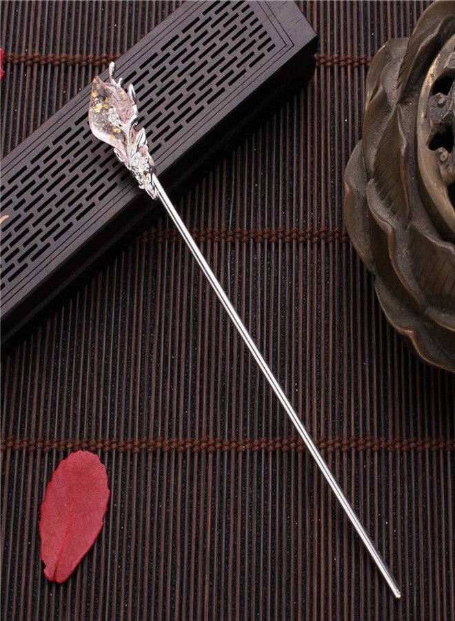 BWESOO Purple Chinese Japanese Hairpin Chopsticks, Jade Metal Retro Vintage Hair Stick Styling Pins for Women Girl - Image 5