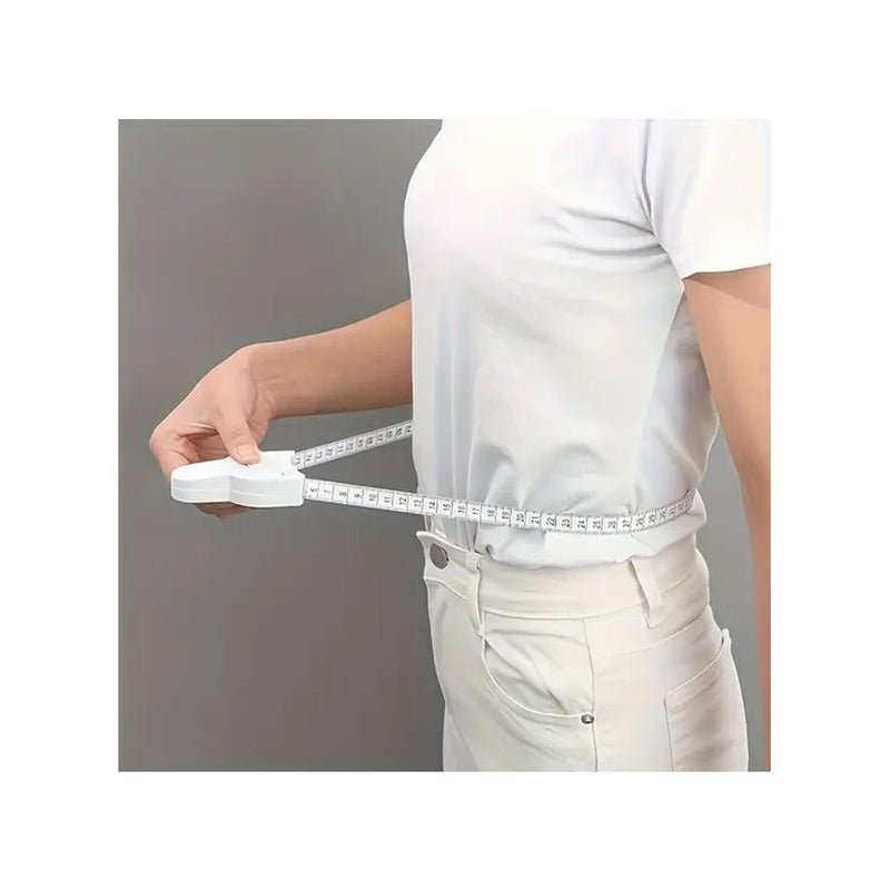 White Retractable Soft Tape Measure for Body Waist Chest Thigh Fitness - Image 3