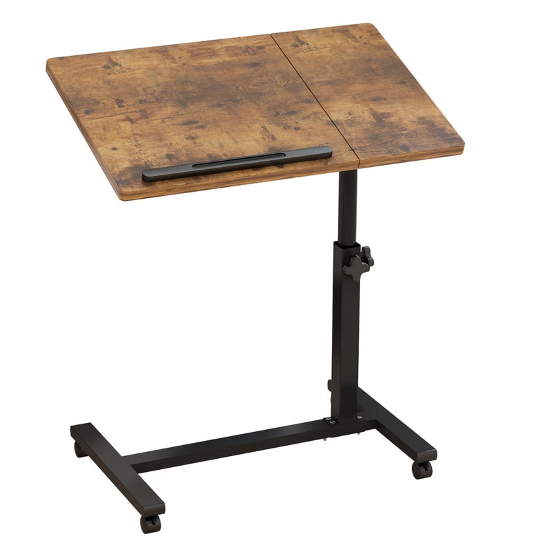 TigerDad Adjustable Overbed Table with Wheels, Rolling Laptop Bed Desk for Home Hospital Use, Height & Tilt Adjustable Mobile Table for Eating, Working, Reading in Bed or Sofa - Image 1