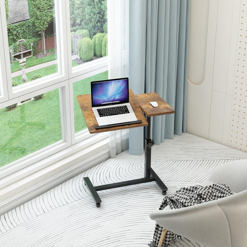 TigerDad Adjustable Overbed Table with Wheels, Rolling Laptop Bed Desk for Home Hospital Use, Height & Tilt Adjustable Mobile Table for Eating, Working, Reading in Bed or Sofa - Image 4